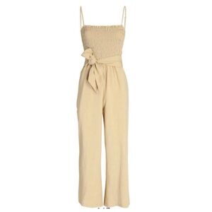 INTERMIX SHOSHANNA BELTED SMOCKED JUMPSUIT